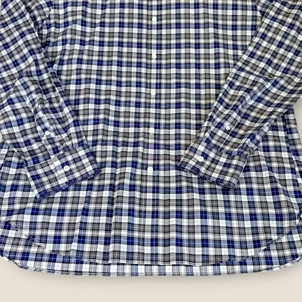 J. Crew Ludlow Plaid Long Sleeve Button Up Shirt Men Size XL 2 Ply Cotton Blue